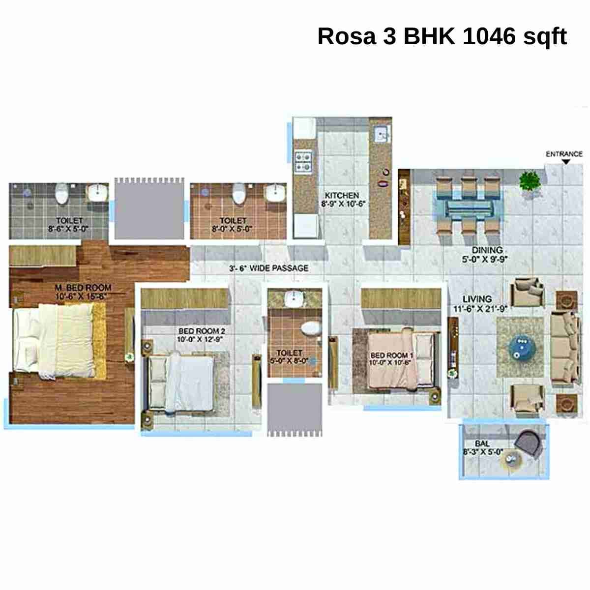Sheth-Montana-Floor-Plan-Rosa-3-BHK-1046-sqft